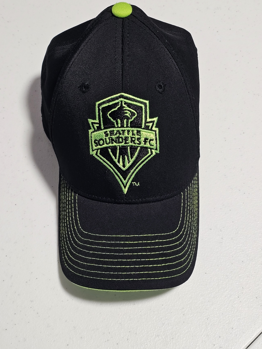 adidas MLS Seattle Sounders FC Black and Neon Green Cap Fitted Unisex